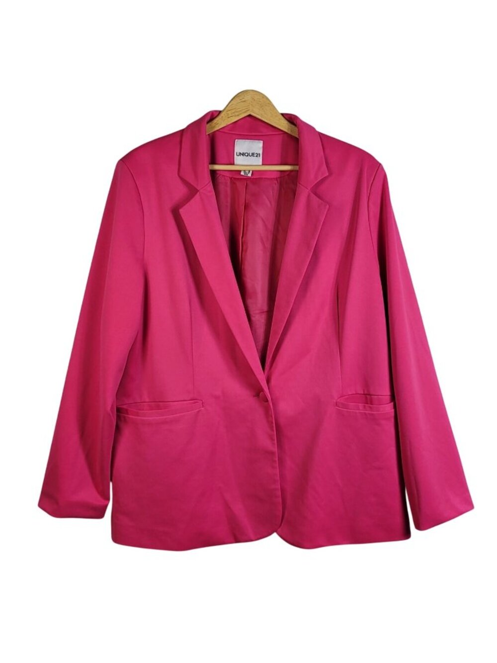 Unique 21 Women Barbie Boyfriend Blazer Pink Size 18 Pockets Lined One Button